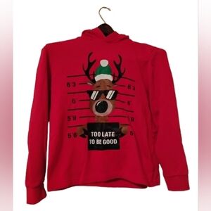 red reindeer sweater women size 15/16 long sleeve Graphic Hoodie